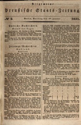 Allgemeine preußische Staats-Zeitung Sonntag 2. Januar 1831