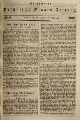 Allgemeine preußische Staats-Zeitung Sonntag 9. Januar 1831