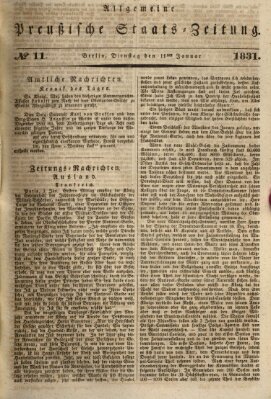 Allgemeine preußische Staats-Zeitung Dienstag 11. Januar 1831