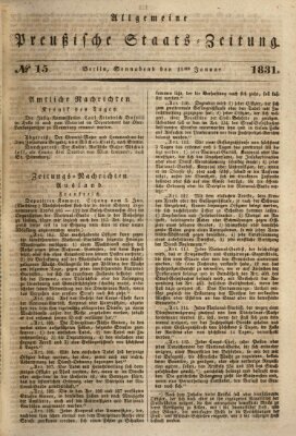 Allgemeine preußische Staats-Zeitung Samstag 15. Januar 1831