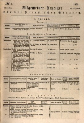 Allgemeine preußische Staats-Zeitung Dienstag 18. Januar 1831