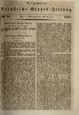 Allgemeine preußische Staats-Zeitung Montag 24. Januar 1831