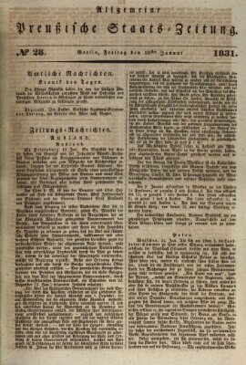 Allgemeine preußische Staats-Zeitung Freitag 28. Januar 1831