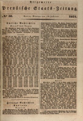 Allgemeine preußische Staats-Zeitung Montag 7. Februar 1831