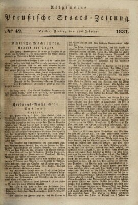 Allgemeine preußische Staats-Zeitung Freitag 11. Februar 1831