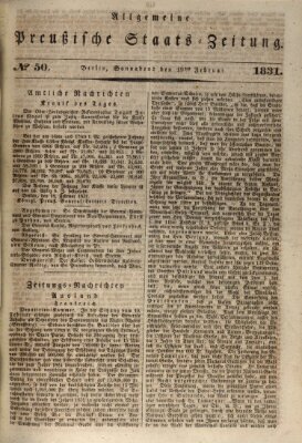 Allgemeine preußische Staats-Zeitung Samstag 19. Februar 1831