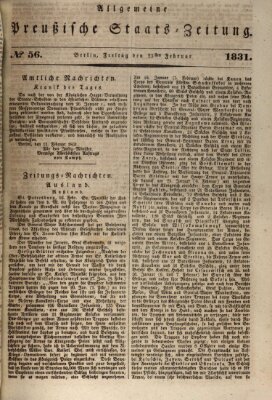 Allgemeine preußische Staats-Zeitung Freitag 25. Februar 1831