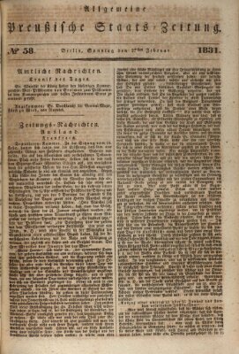 Allgemeine preußische Staats-Zeitung Sonntag 27. Februar 1831