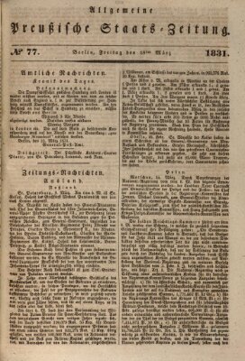 Allgemeine preußische Staats-Zeitung Freitag 18. März 1831