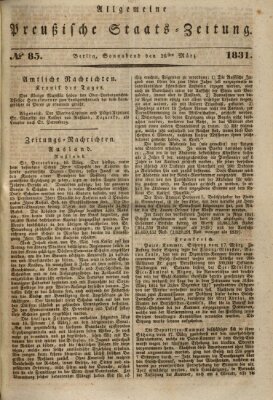 Allgemeine preußische Staats-Zeitung Samstag 26. März 1831