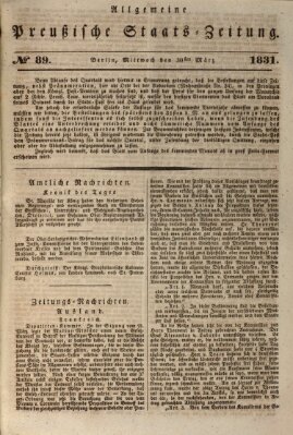 Allgemeine preußische Staats-Zeitung Mittwoch 30. März 1831