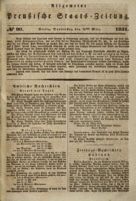 Allgemeine preußische Staats-Zeitung Donnerstag 31. März 1831