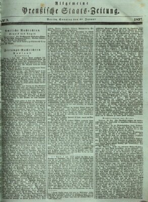 Allgemeine preußische Staats-Zeitung Sonntag 8. Januar 1837