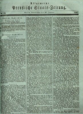 Allgemeine preußische Staats-Zeitung Donnerstag 12. Januar 1837