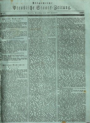 Allgemeine preußische Staats-Zeitung Dienstag 17. Januar 1837