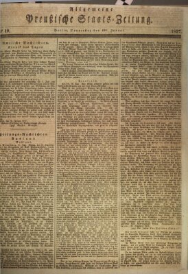 Allgemeine preußische Staats-Zeitung Donnerstag 19. Januar 1837