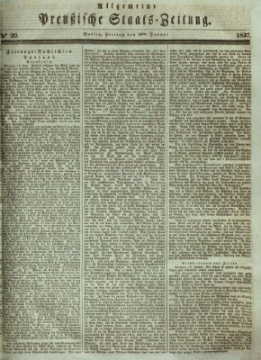 Allgemeine preußische Staats-Zeitung Freitag 20. Januar 1837