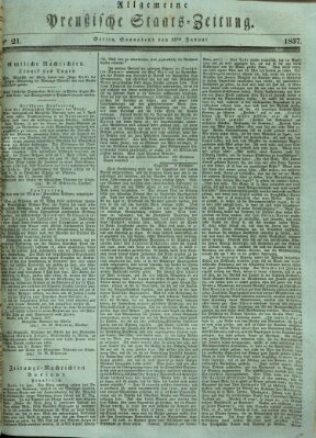 Allgemeine preußische Staats-Zeitung Samstag 21. Januar 1837