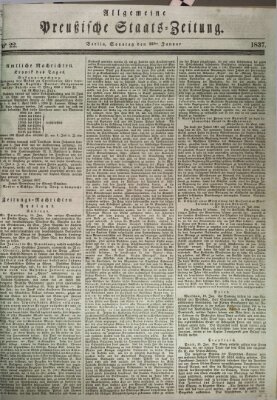 Allgemeine preußische Staats-Zeitung Sonntag 22. Januar 1837