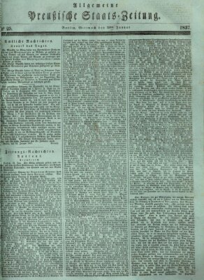 Allgemeine preußische Staats-Zeitung Mittwoch 25. Januar 1837