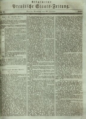 Allgemeine preußische Staats-Zeitung Dienstag 31. Januar 1837