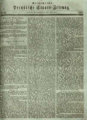 Allgemeine preußische Staats-Zeitung Mittwoch 22. Februar 1837