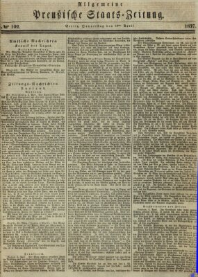 Allgemeine preußische Staats-Zeitung Donnerstag 13. April 1837