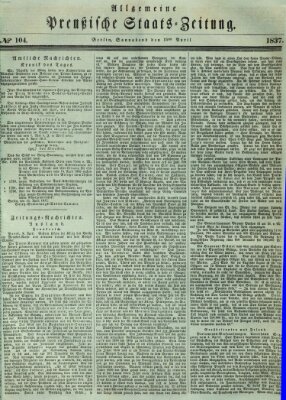 Allgemeine preußische Staats-Zeitung Samstag 15. April 1837