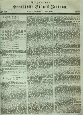 Allgemeine preußische Staats-Zeitung Dienstag 25. April 1837