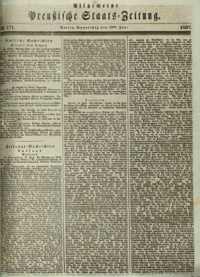 Allgemeine preußische Staats-Zeitung Donnerstag 22. Juni 1837