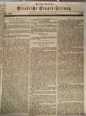 Allgemeine preußische Staats-Zeitung Donnerstag 13. Juli 1837