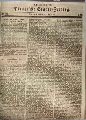 Allgemeine preußische Staats-Zeitung Freitag 14. Juli 1837