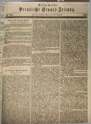 Allgemeine preußische Staats-Zeitung Donnerstag 3. August 1837