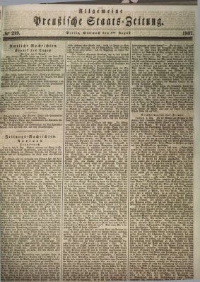 Allgemeine preußische Staats-Zeitung Mittwoch 9. August 1837