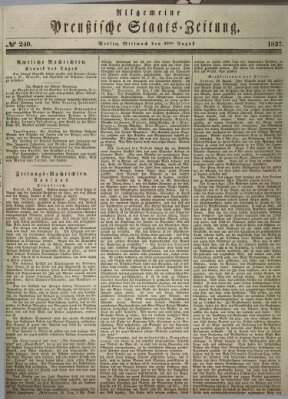 Allgemeine preußische Staats-Zeitung Mittwoch 30. August 1837