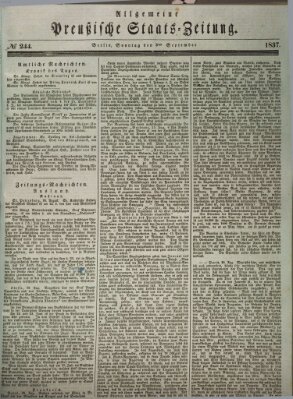 Allgemeine preußische Staats-Zeitung Sonntag 3. September 1837