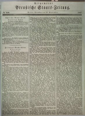 Allgemeine preußische Staats-Zeitung Dienstag 5. September 1837