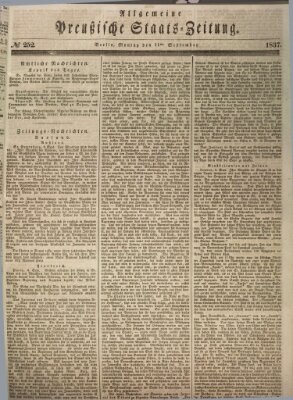 Allgemeine preußische Staats-Zeitung Montag 11. September 1837