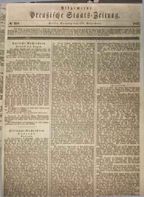 Allgemeine preußische Staats-Zeitung Sonntag 17. September 1837