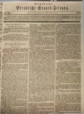 Allgemeine preußische Staats-Zeitung Dienstag 19. September 1837