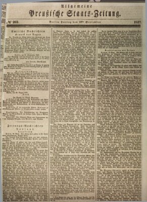 Allgemeine preußische Staats-Zeitung Freitag 22. September 1837