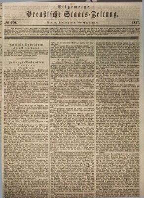 Allgemeine preußische Staats-Zeitung Freitag 29. September 1837