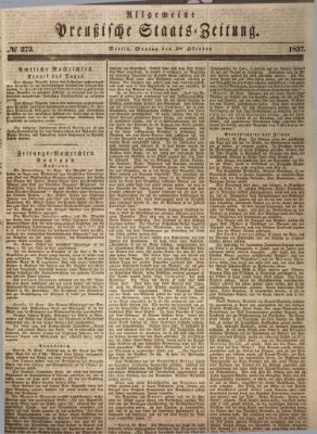 Allgemeine preußische Staats-Zeitung Montag 2. Oktober 1837