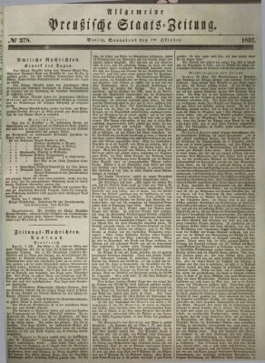 Allgemeine preußische Staats-Zeitung Samstag 7. Oktober 1837