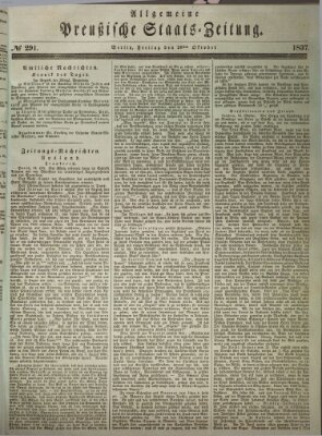 Allgemeine preußische Staats-Zeitung Freitag 20. Oktober 1837