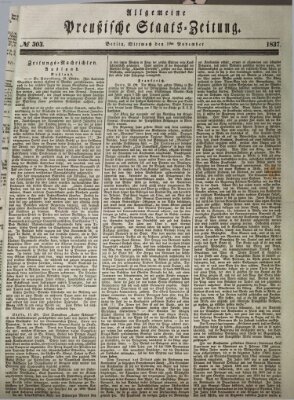 Allgemeine preußische Staats-Zeitung Mittwoch 1. November 1837