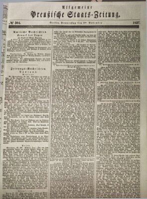 Allgemeine preußische Staats-Zeitung Donnerstag 2. November 1837