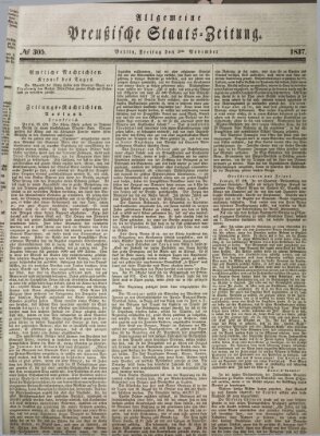 Allgemeine preußische Staats-Zeitung Freitag 3. November 1837