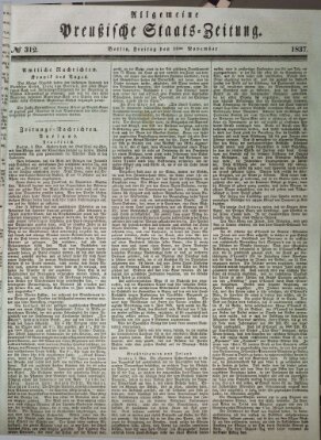 Allgemeine preußische Staats-Zeitung Freitag 10. November 1837