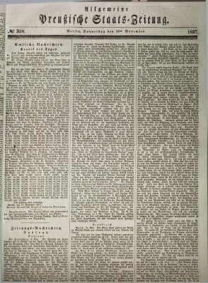 Allgemeine preußische Staats-Zeitung Donnerstag 16. November 1837